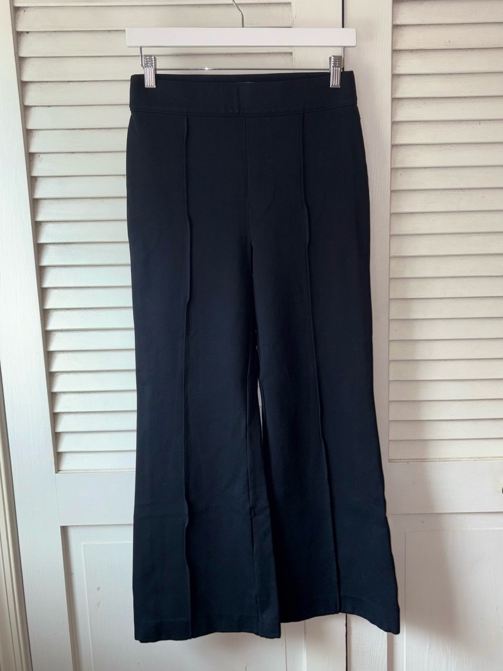 SPANX Perfect Front Slit Flare Pants Black Ponte Pull On Medium - Picture 2 of 5
